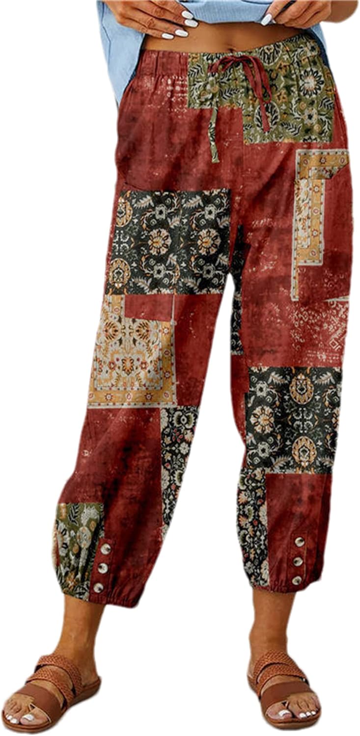 Bozanly Women’s Casual Lantern Harem Loose Capris Pants Summer Yoga Slacks Trousers with Pockets