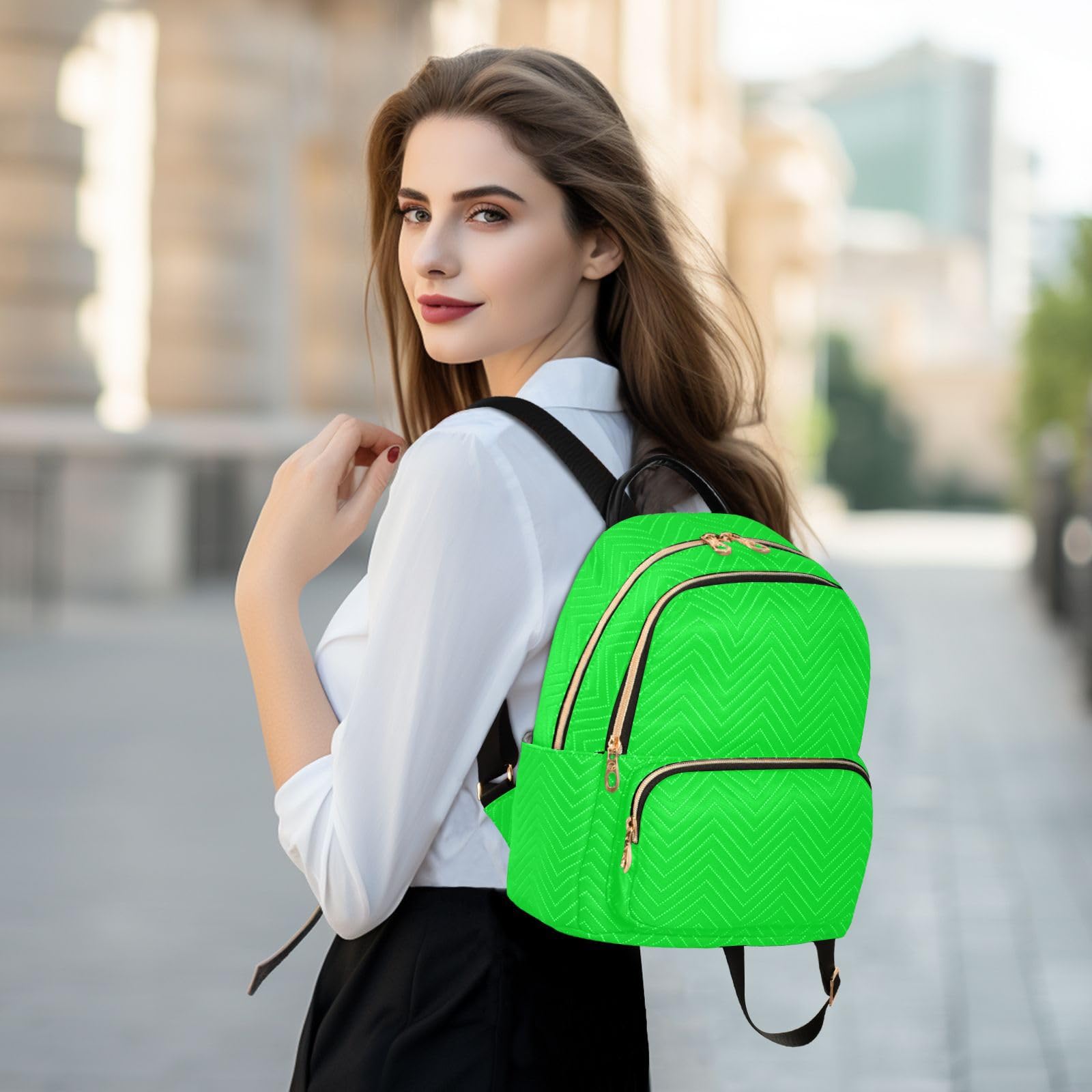 Lxqimora Neon Green Backpack Purse for Women Fashion Small Mini Daypack Purse for Lady Anti-theft Shoulder Bag Back Pack Weekend Bag - Image 6