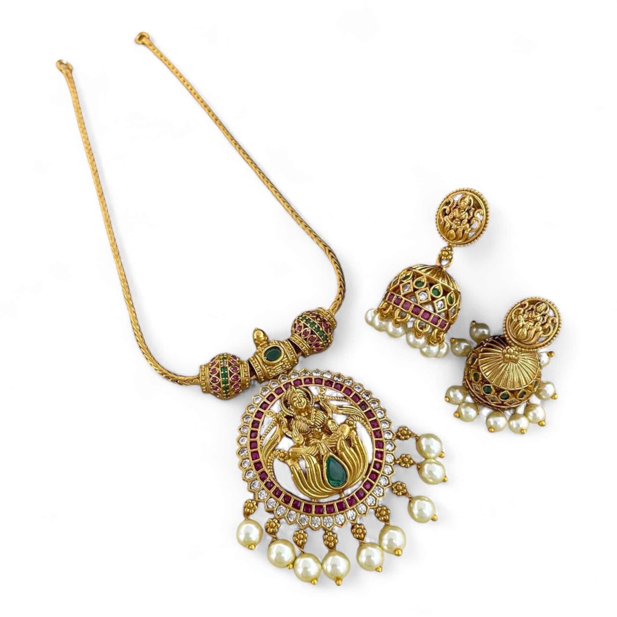 Astral Shine Jewels Gold Plated Temple Necklace Set for Women – Traditional Pearl Necklace & Earrings, Ideal for Festive, Wedding & Bridal Wear – Stylish South Indian Jewelry Design (B0DHD68TWD) Amazon Price History, Amazon Price Tracker