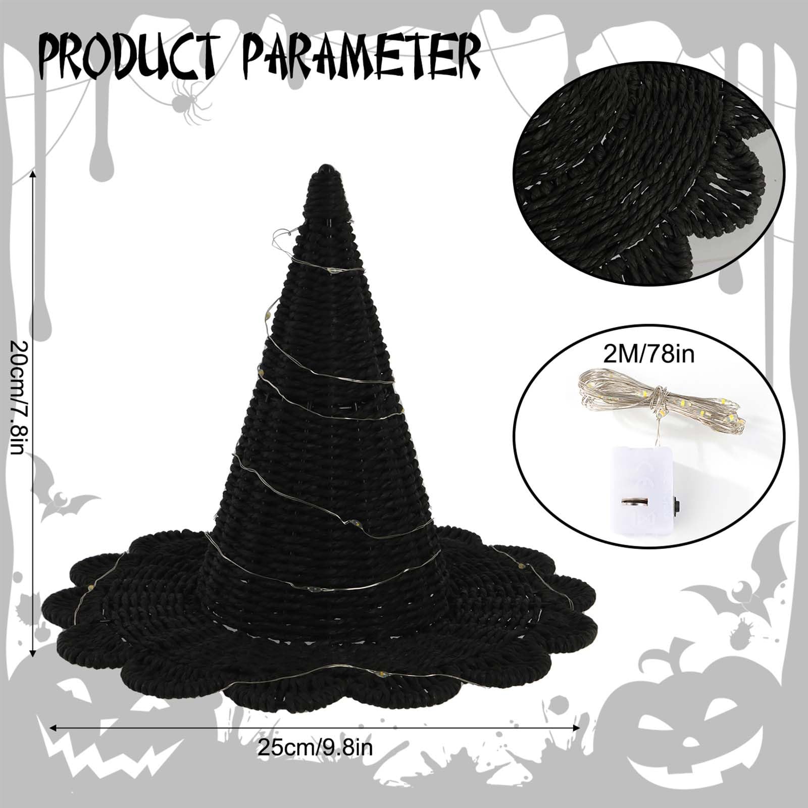 Cappello da strega di Halloween fatto a mano, ornamento decorativo da tavolo lavorato a maglia nera per feste in casa, carino Halloween