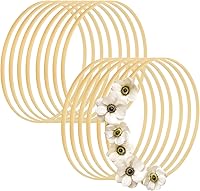 SHUESS 15PCS 12 Inch Bamboo Wooden Floral Hoops - Wreath Rings for Crafts, Macrame, Dream Catchers & DIY Wedding Decor