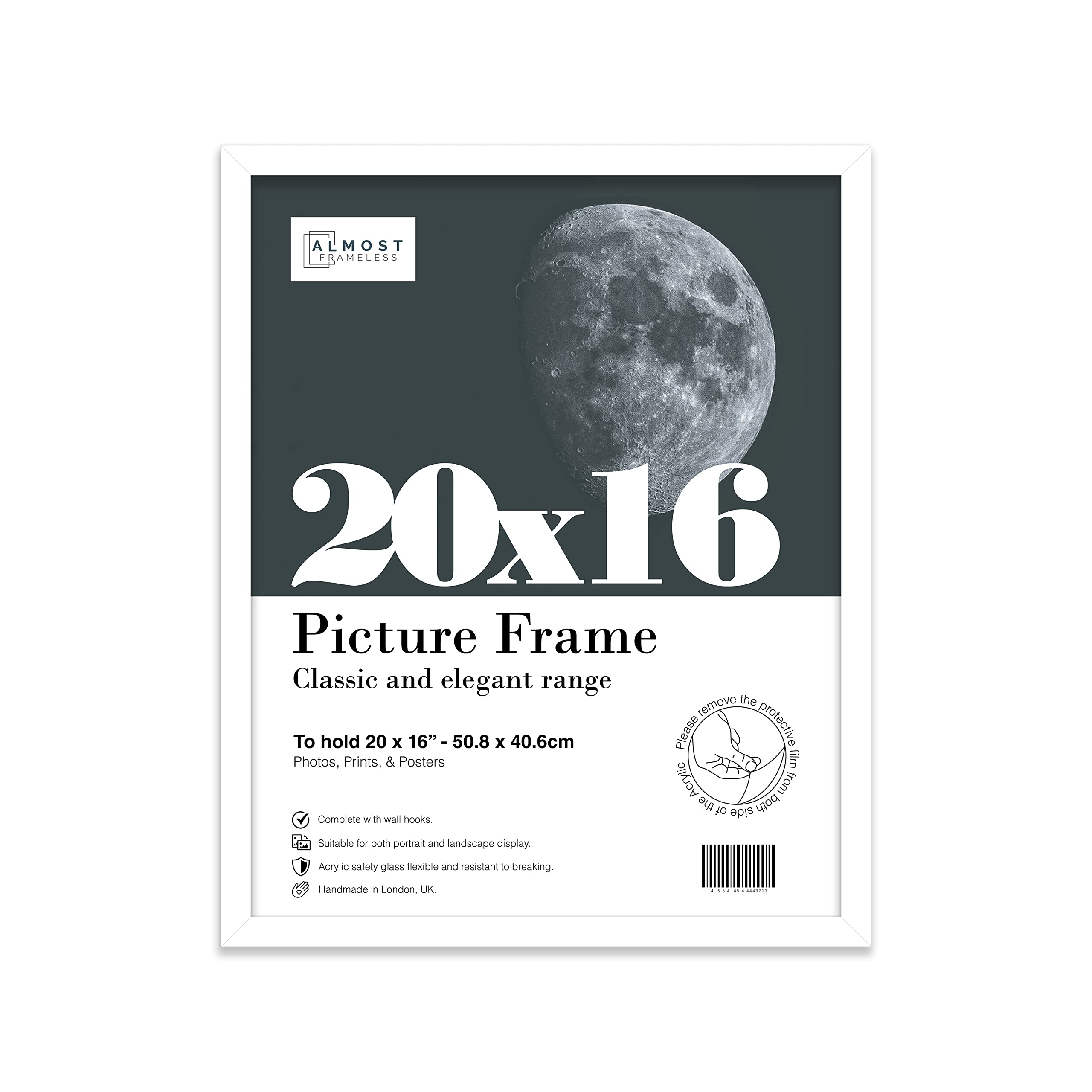 20x16 Inch White Photo Frame Wall Mountable Picture Frame Standard Photograph Size, 20" X 16" (51 X 41cm)