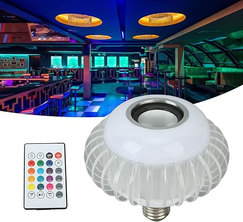 Miniatura 4 de Bombilla LED inteligente, bombilla inalámbrica BT con altavoz E26 E27 RGB que cambia de color con control remoto de 24 teclas, apliques de pared