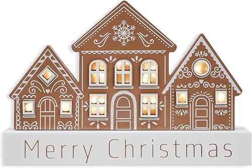 Decoraciones de Navidad para el Hogar con Luces LED Iluminadas, Decoración de Feliz Navidad, Letreros de Vacaciones de Cabaña de Esquí de Madera