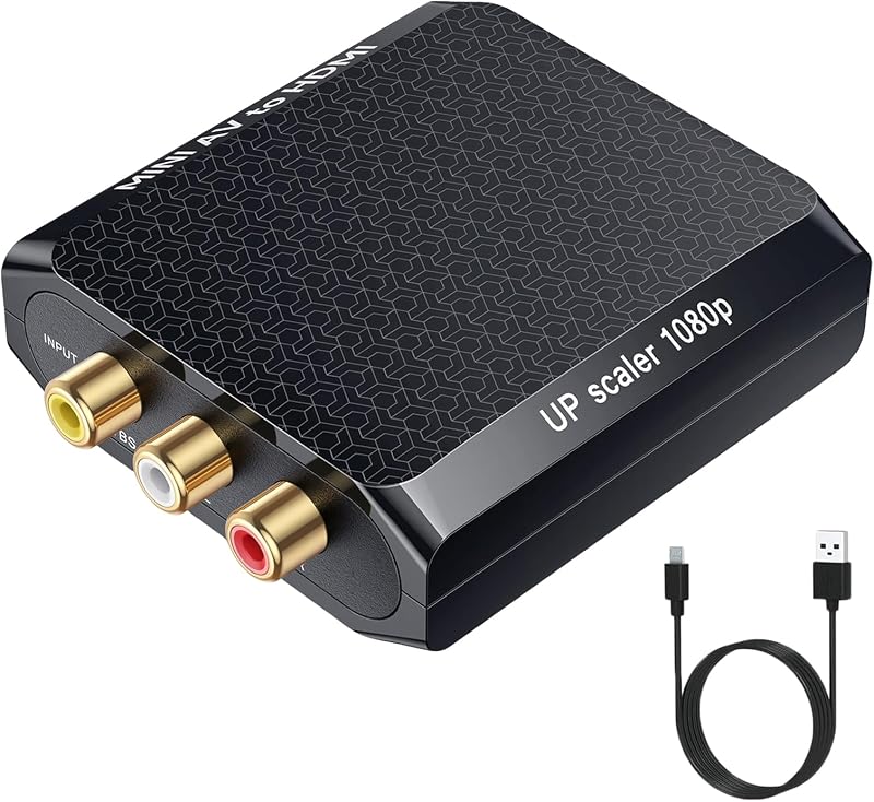 AV to HDMI Converter, 1080P RCA to HDMI Adapter, Mini Composite CVBS Audio Video Adapter Supports PAL/NTSC for VCR/VHS/Xbox/PS3/STB/N64/Wii/TV/PC/Blue-Ray DVD Players