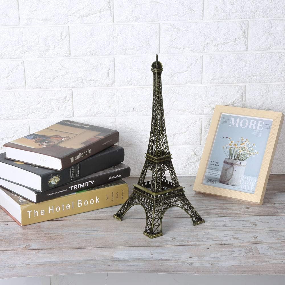 LIZEALUCKY Eiffel Tower Statue, Decorative Metal Paris France Eiffel Tower Model Figurine Replica Stand Holder for Cake Topper Table Decor Gift Party Home Decoration