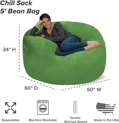 Miniatura 92 de Silla Chill Sack Bean Bag: muebles de espuma de memoria gigante y una tumbona grande. Gran sofá con gran cubierta de gamuza suave resistente al