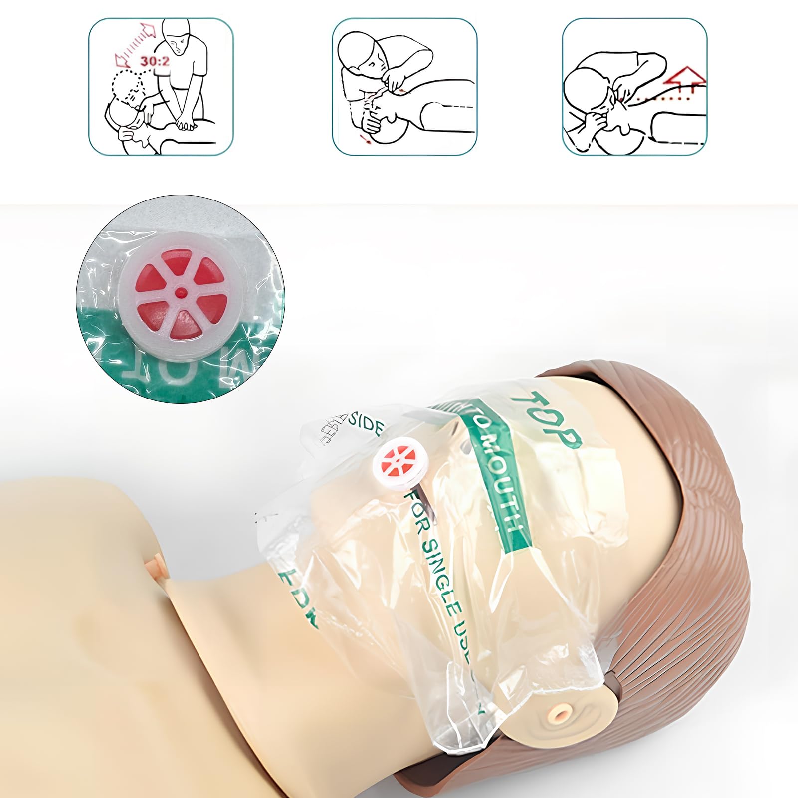 Maschere Respiratorie di Primo Soccorso CPR in PE, 8 Pezzi, 5,5 x 5 cm, Portachiavi