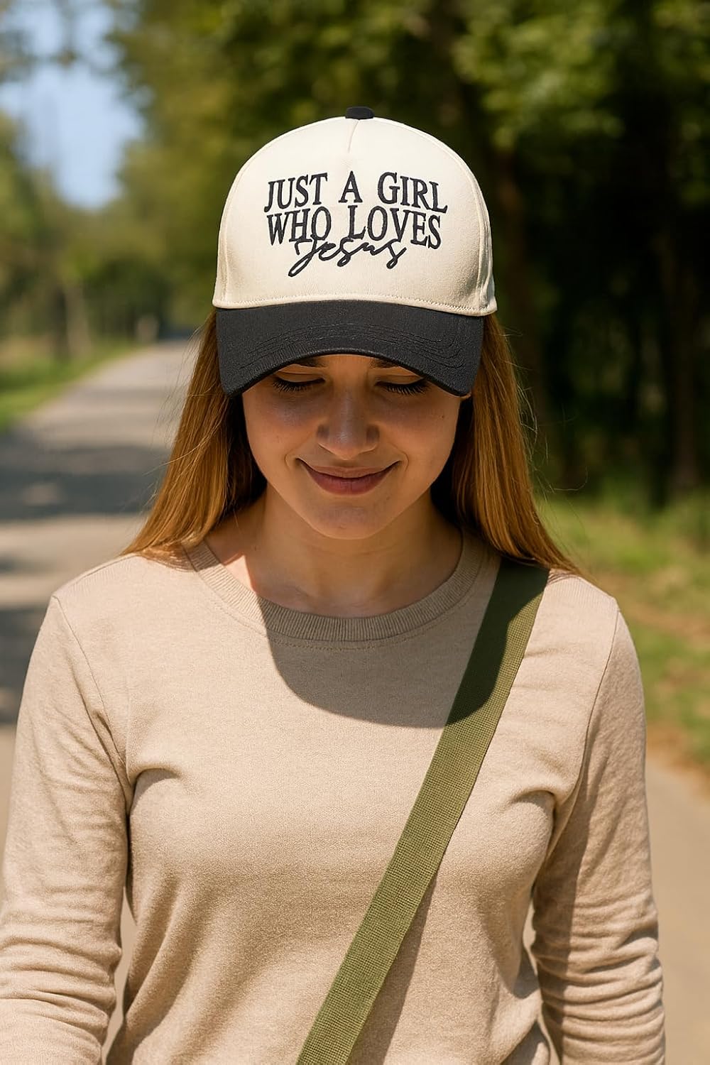 Two Tone Embroidered Lettering Baseball Cap - Image 5