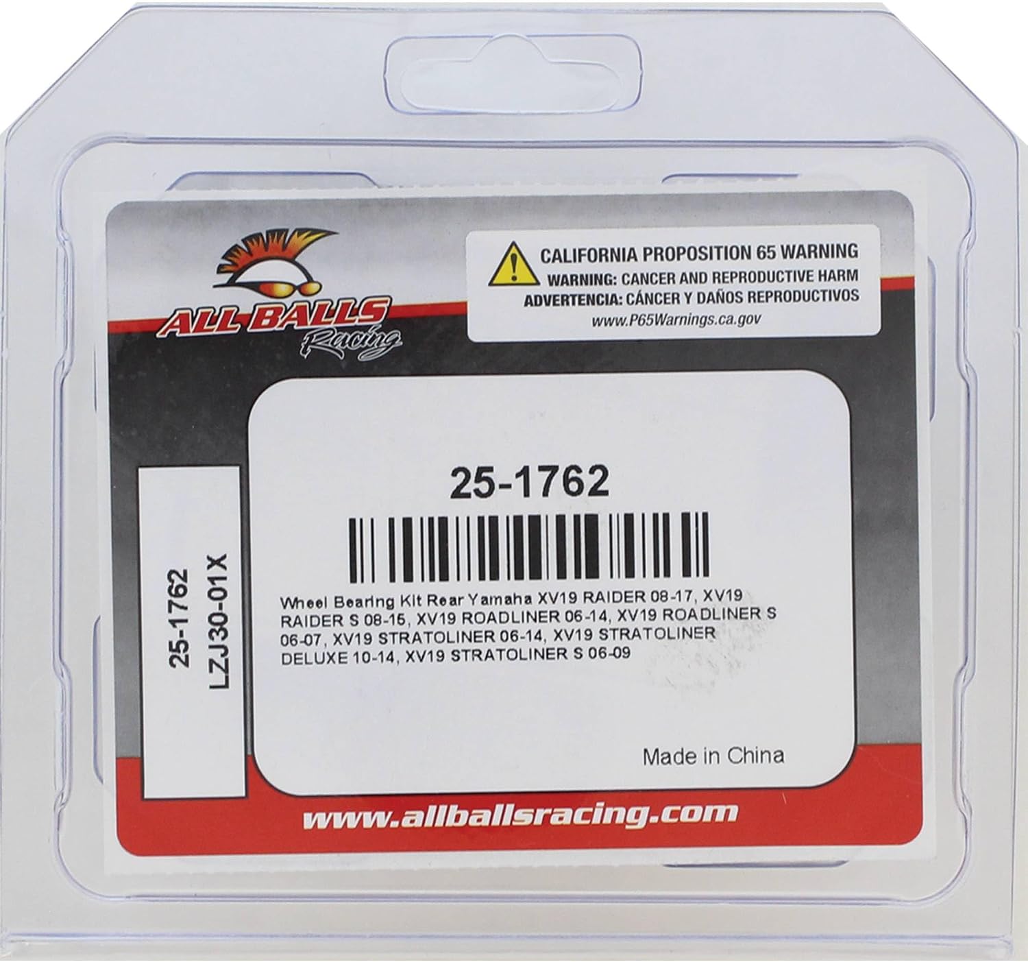All Balls Racing Wheel Bearing Kit 25-1762 Compatible with/Replacement for Yamaha XV19 Raider 2008-2017, XV19 ROADLINER 2006-2014, XV19 STRATOLINER 2006-2014