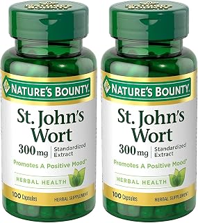 Nature's Bounty St. John’s Wort 300mg Capsules, Herbal Health Supplement, Promotes a Positive Mood, 100 Capsules (Pack of 2)