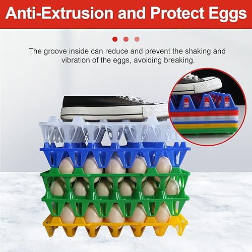 Miniatura 4 de 8 cajas de plástico para huevos para huevos de 30 huevos, cajas apilables para huevos con capacidad para múltiples huevos para granjeros de pollos