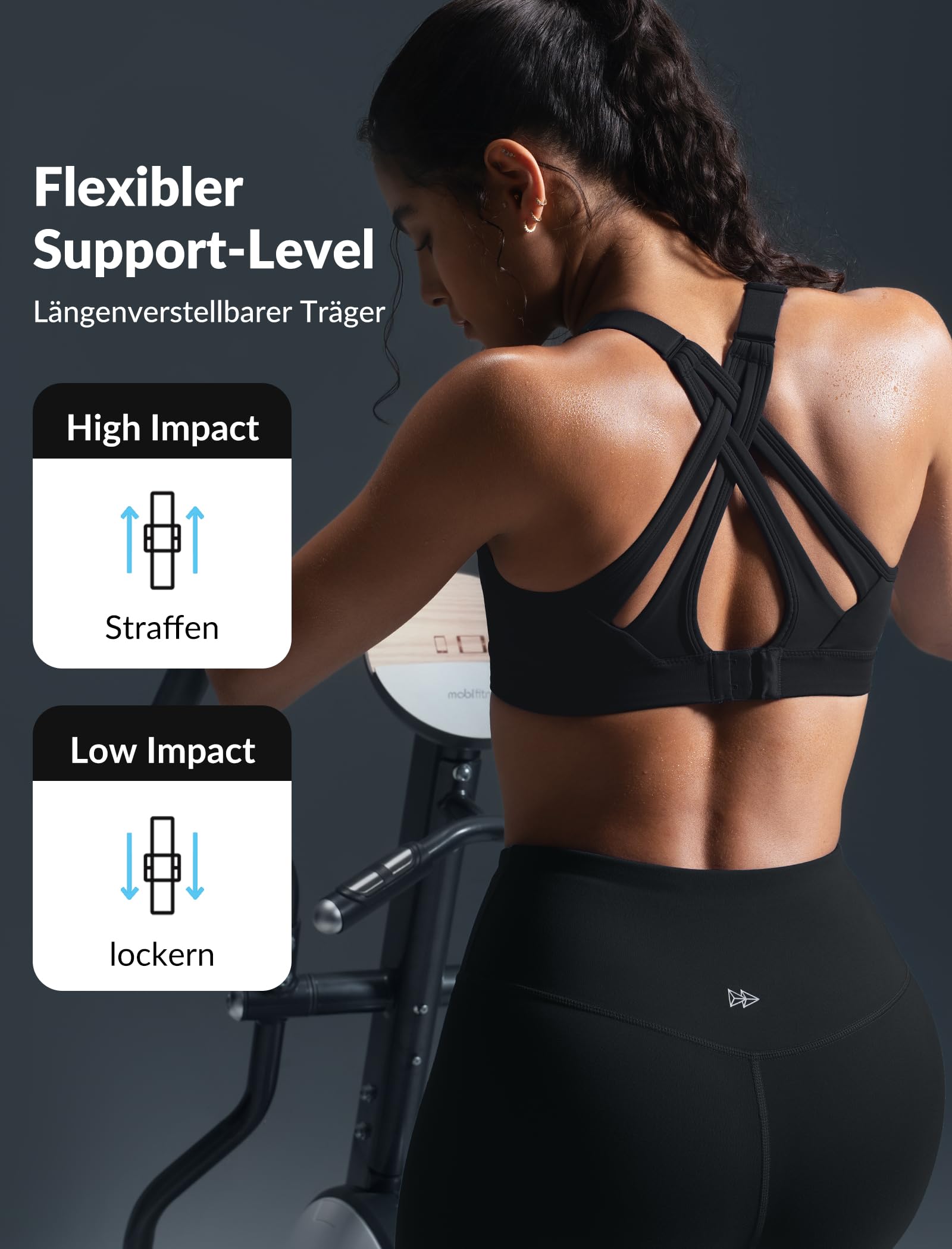 Yvette Sport BH Starker Halt Verstellbar Träger Gekreuzt Rücken Große Größen für Fitness Lauf Yoga