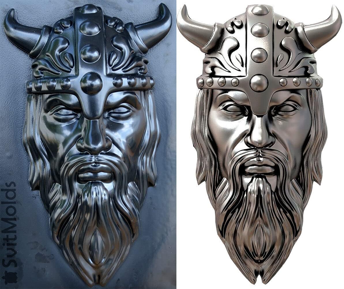 SvitMolds Mold DIY Viking Face Wall Sculpture Concrete Plaster Stone Wall Viking Warrior W31