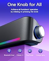 Vista 5 de Altavoces para computadora, barra de sonido de calidad de sonido Hi-Fi, altavoces de PC con Bluetooth 5.0 y cable de 3.5mm con 4 modos