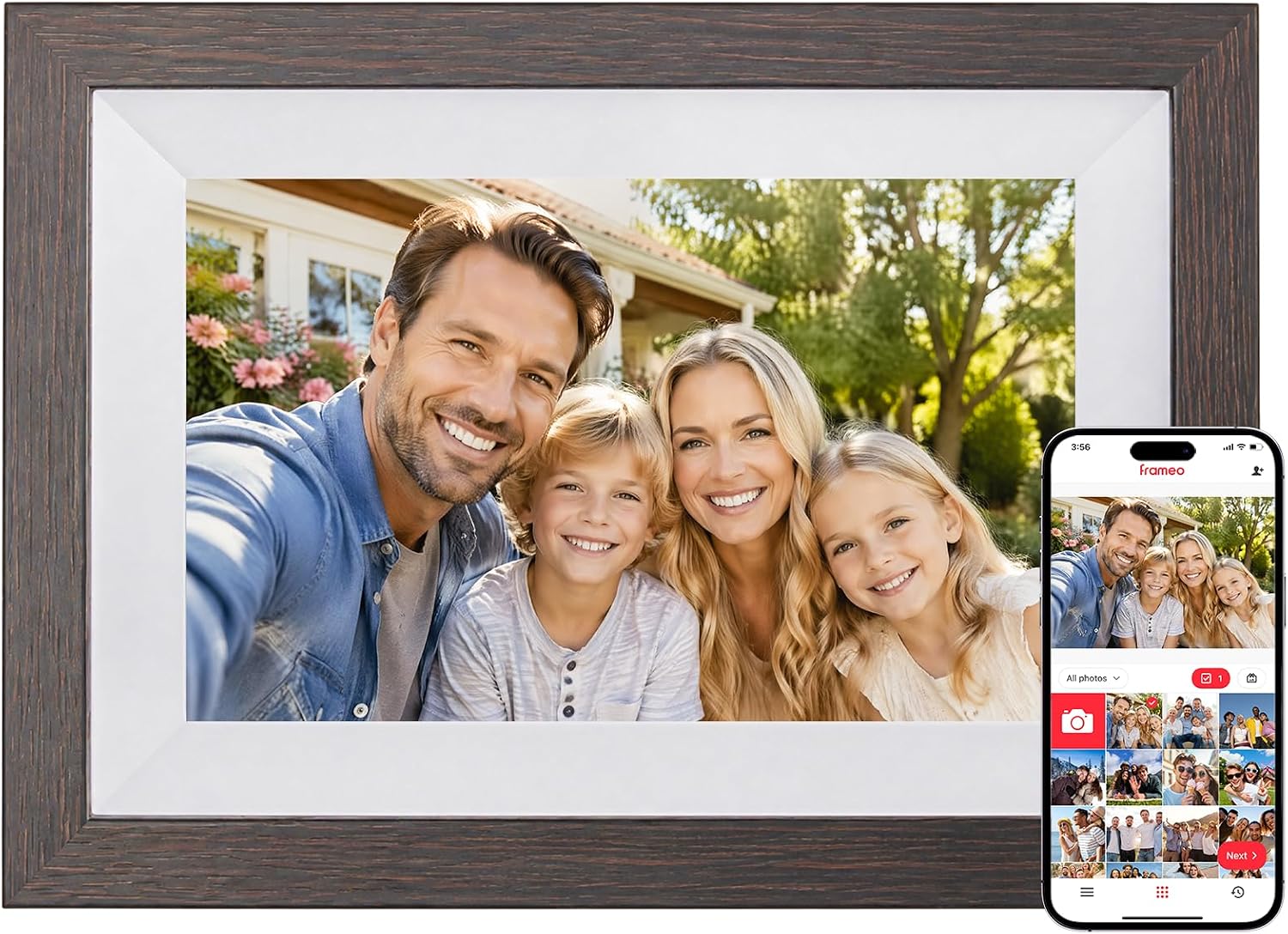 Ciowain 10.1" WiFi Digital Picture Frame, Smart Cloud, Frameo App