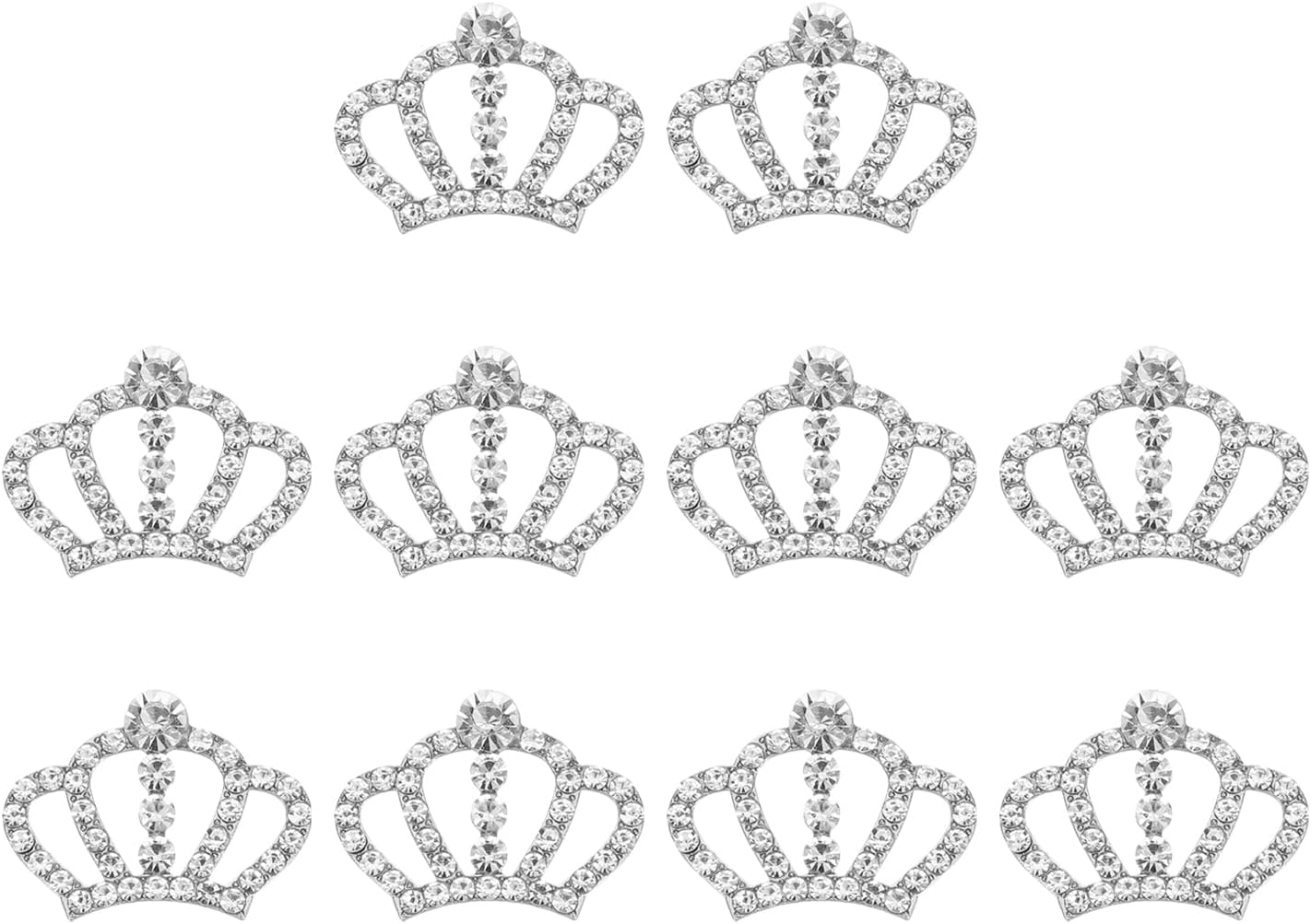 PATIKIL 10Pcs Crown Charms, 1.3" x 0.98" Mini Metal Rhinestone Crystal Crown Embellishments Bulk DIY Handmade Phone Case Clothes Decor Party, Gold Tone