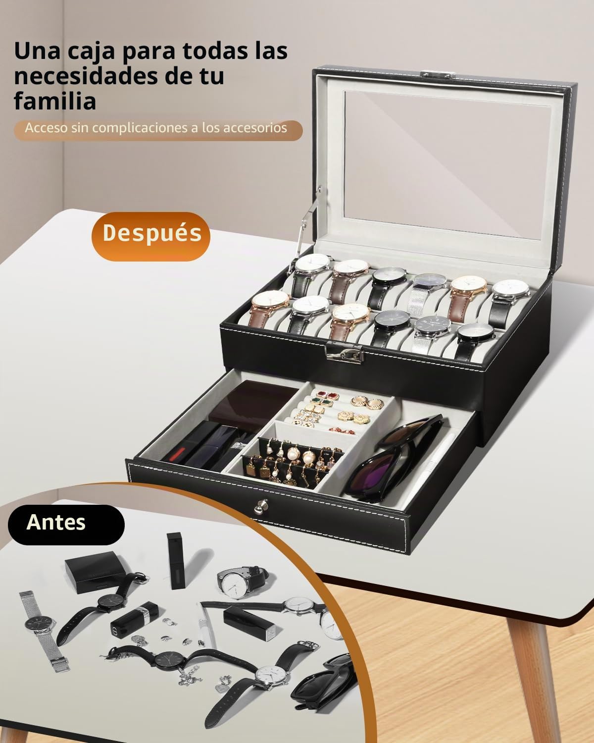 Uten Caja de 12 Relojes, Doble Capa, Estuche de Exhibición para Colección de Joyas