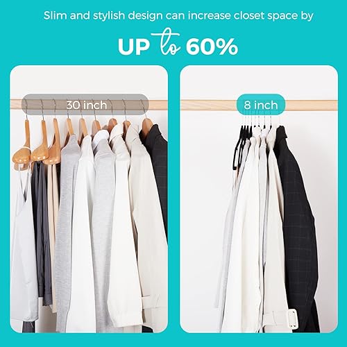 Miniatura 4 de HOUSE DAY Perchas de terciopelo de alta calidad, perchas de fieltro flocadas finas antideslizantes, perchas resistentes para ropa y perchas de