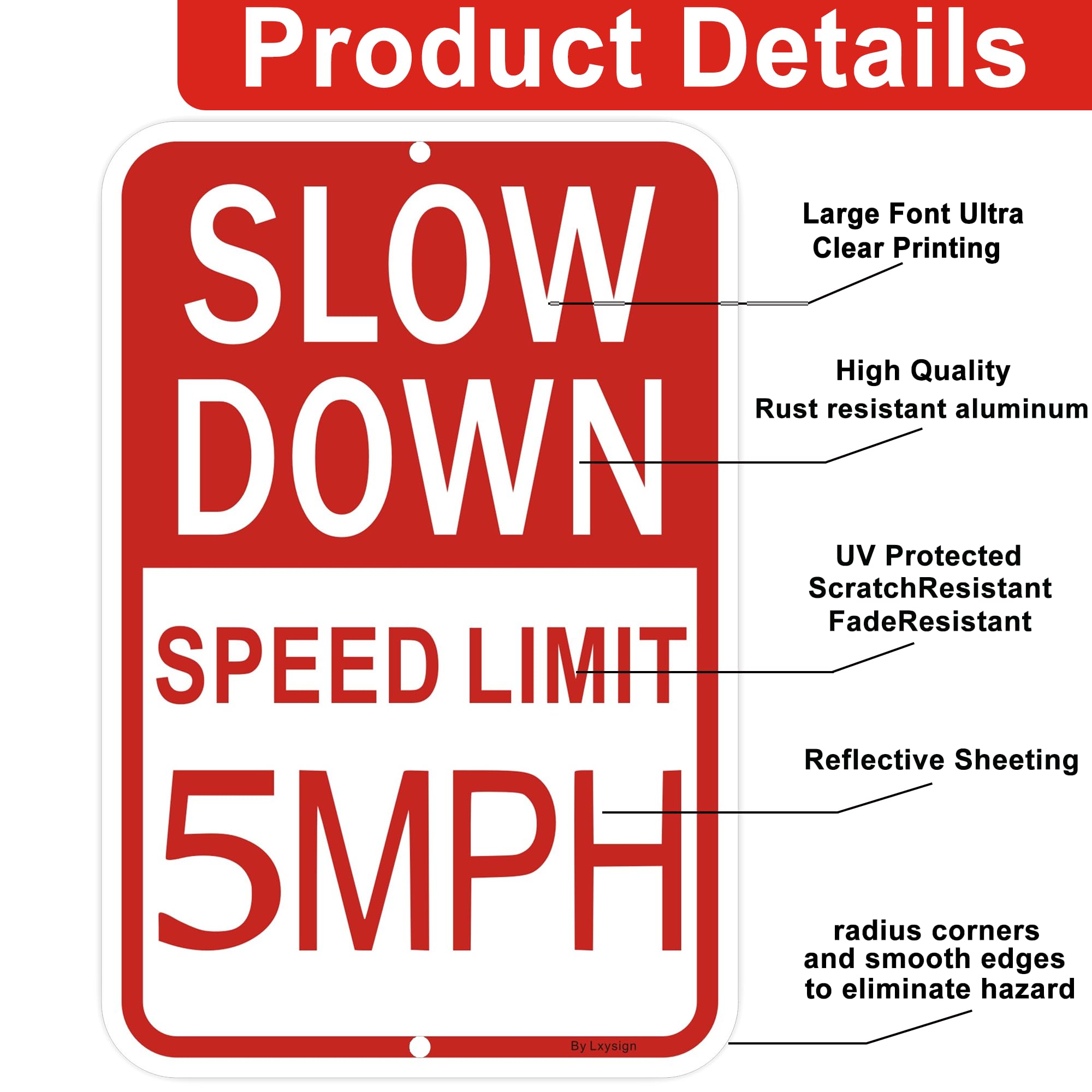 Slow Down Speed Limit 15 MPH Sign (4 Pack) Traffic Sign 16"x12" Metal Reflective Sign 40Mil Rust Free Aluminum Weather Resistant Professional Printing