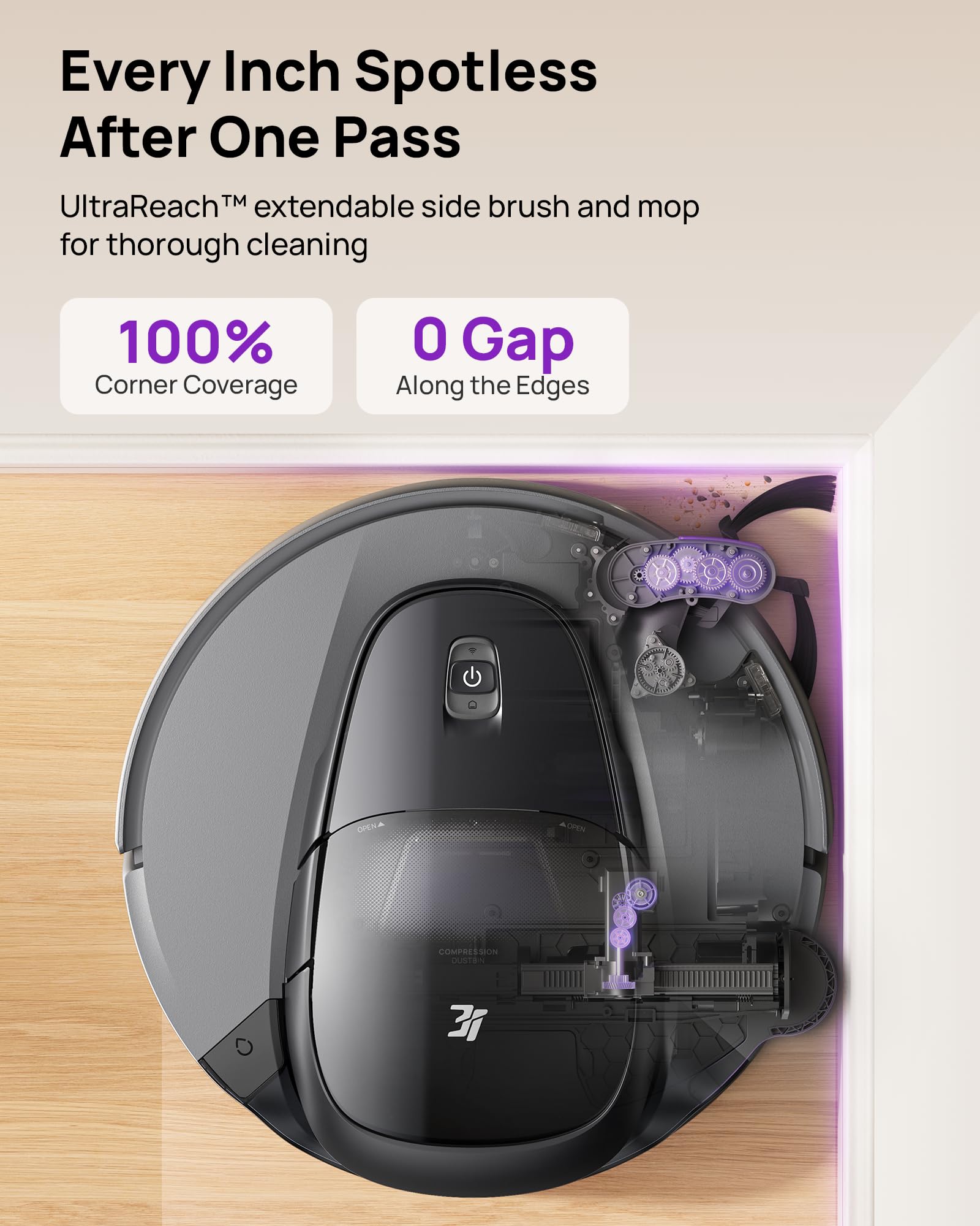 3i G10+ Robot Vacuum and Mop Combo, 18,000 Pa Suction, 60-Day Hands-Free Cleaning with Quiet Debris Compression, Smart LiDAR Navigation, Auto Extension Along Edges, Ideal for Hard Floors & Carpets