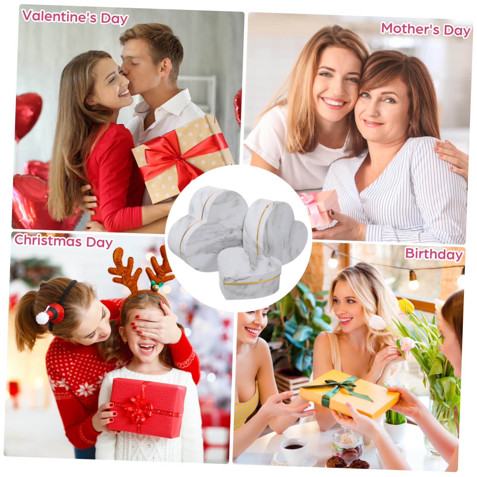 Hemobllo Herz Geschenkbox 3 Stück aus Papierkarton mit Feiner Verarbeitung und Tragbarem Design Herzförmige Geschenkverpackung für Hochzeitsparty und Elegante Geschenkbox