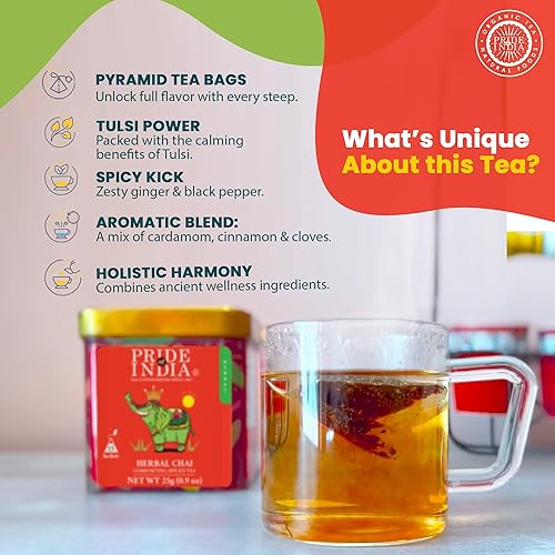 Vista 12 de Pride Of India - Té Natural Energize Ayurveda (Tulsi Negro), 25 Bolsas de Té