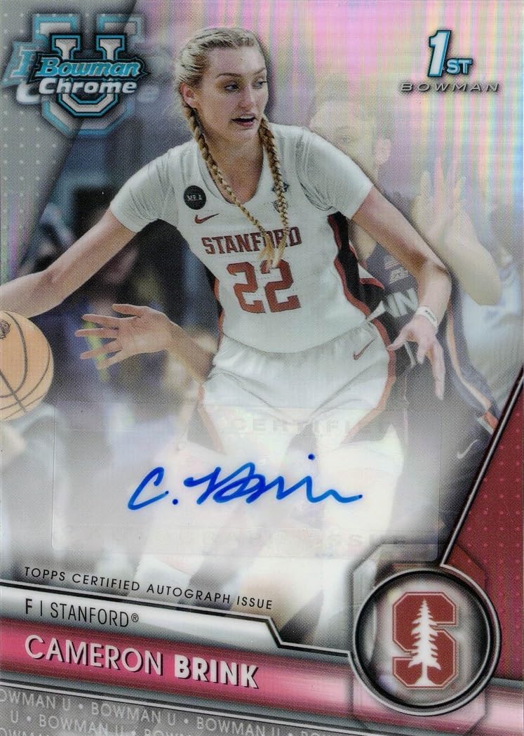 2023-24 Bowman University Chrome Refractor Basketball #BCPA-CBR Cameron Brink Certified Autograph Pre-Rookie Card - Only 250 made!