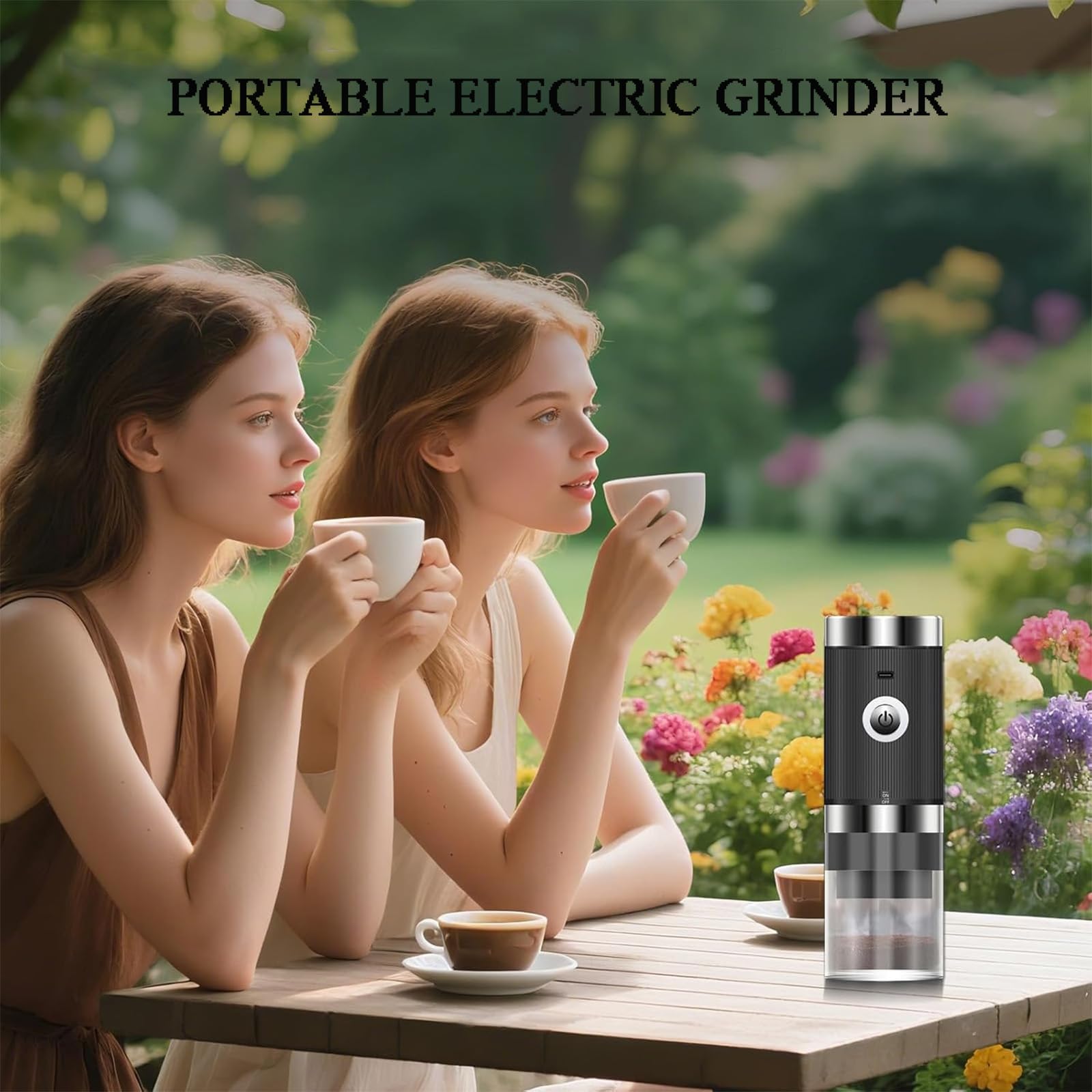 Rechargeable Coffee Bean Grinder, Cordless Portable Burr Coffee Grinder, with 5 Gears Adjustable Settings & 1200mah Battery Capacity, Easy To Clean & Portable for Home, In The Office, Hiking