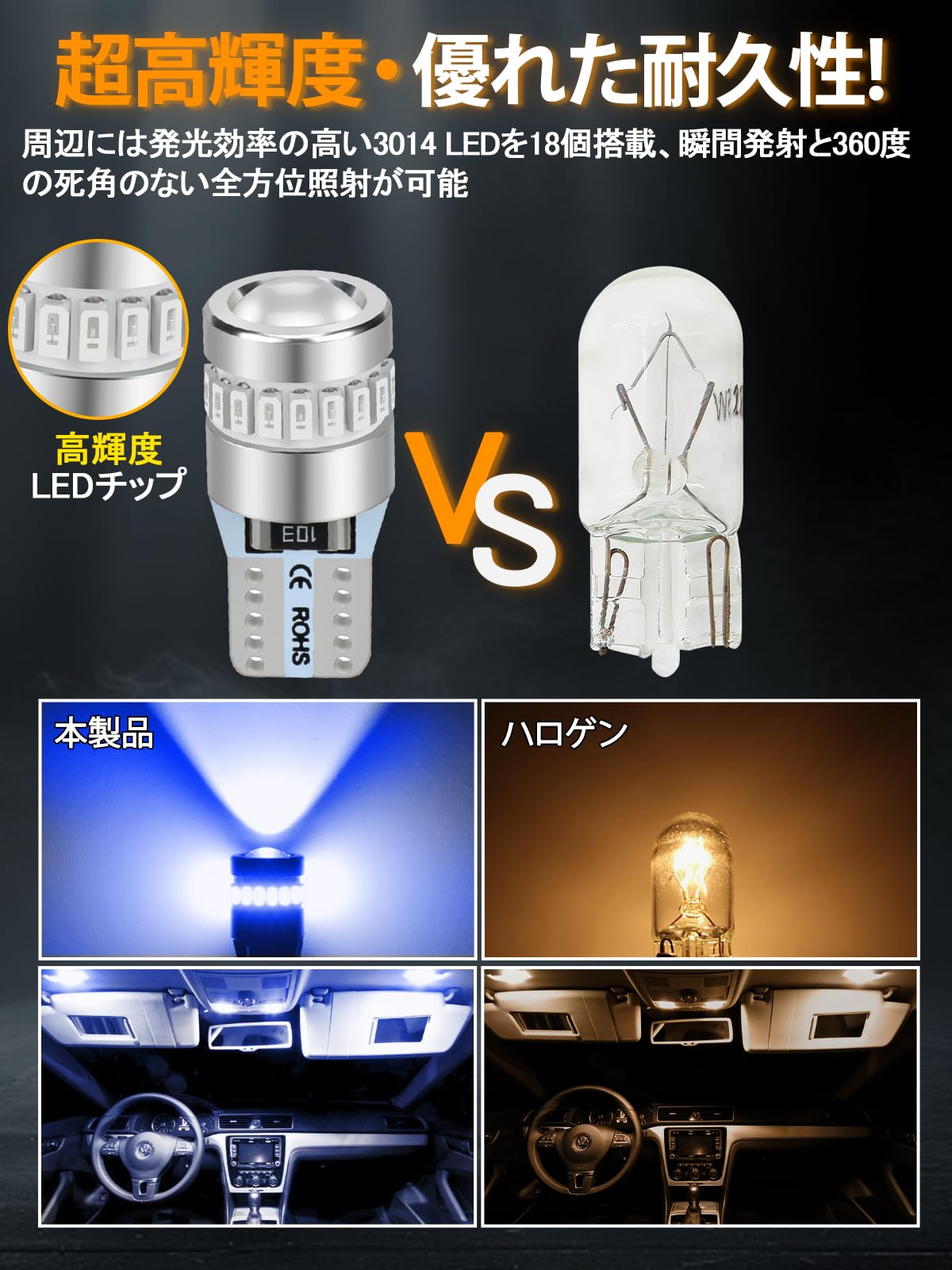 Amazon | XELORD T10 LED ブルー 青 爆光 最新型レンズ集光 無極性