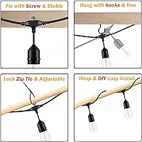 Vista 6 de Guirnalda de luces LED de 48 pies para exteriores, resistente al agua, con 16 bombillas de plástico inastillable de 2200 K de color blanco cálido