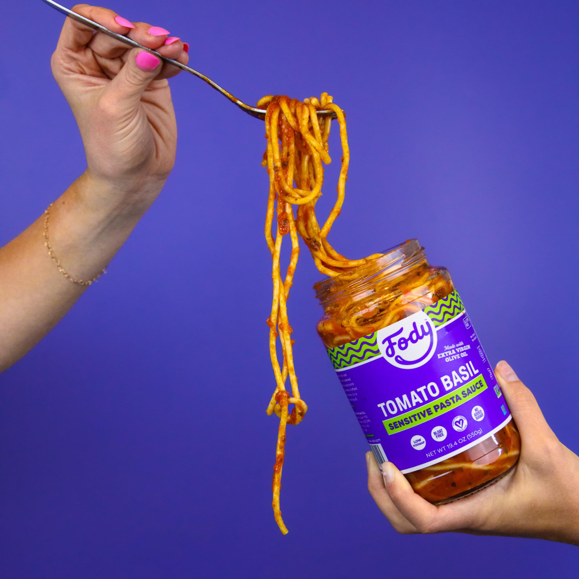 Fody Foods Tomato Basil Pasta Sauce, 19.4 Oz, Garlic and Onion Free, Low FODMAP Certified, Gut & IBS Friendly, Vegan, Non-GMO, Gluten Free, Kosher
