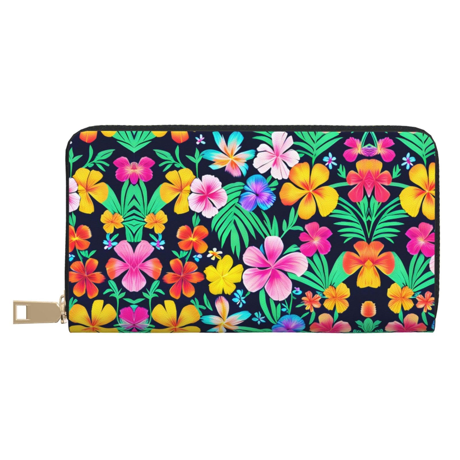 Monedero de mano con flores coloridas largo moderno para llaves 8