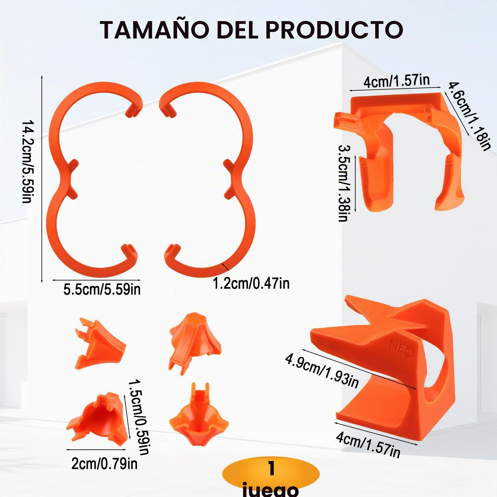 Accesorio anticolisión para dji, 2 en 1 anticolisión + Protector de hélice para dron dji Neo, Protector de Parachoques para hélice dji Neo Accesorio (Naranja)