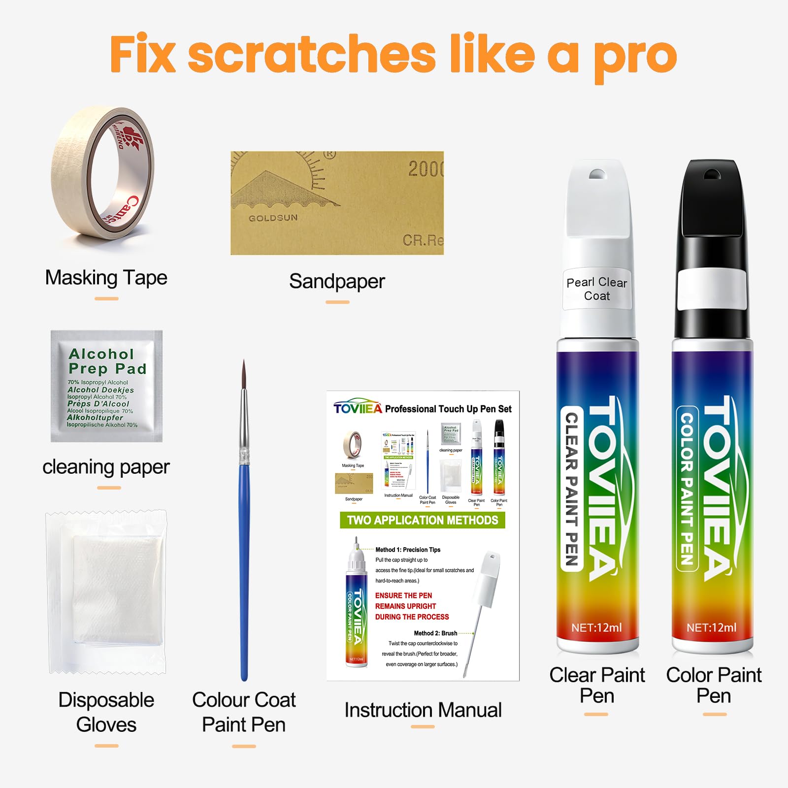 Alpine White(300) Touch Up Paint Compatible with BMW,2-In-1 Car Scratch Remover Pen,Car Paint Scratch Repair Kit for Scratches,Chips & Nicks,2-PCS SET — view 7