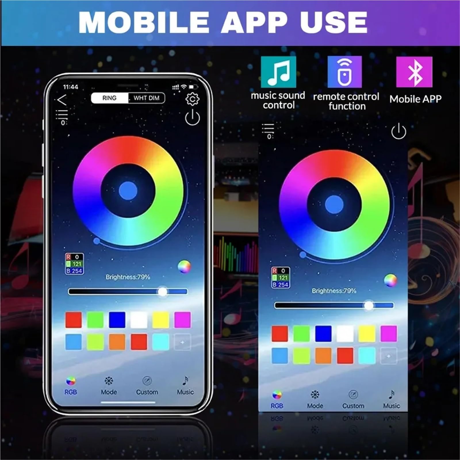 Kit de luces LED fibra óptica for techo coche, 12 W, 500/1000 unidades, con control por aplicación música RGB Meteor Alta Eficiencia(075mm 500 2M)