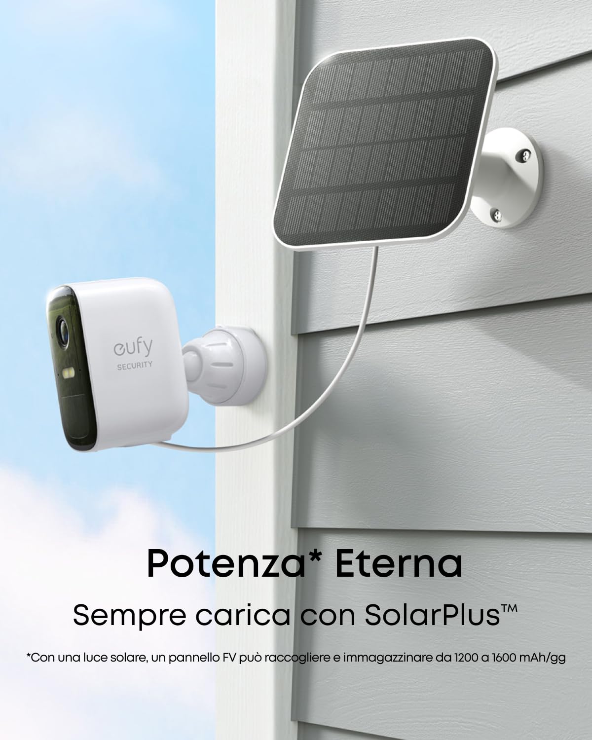eufy Security eufycam 2C Kit 2 Wireless con Pannello Solare | Batteria 180 Giorni, 1080p Hd, IP67, Visione Notturna, Nessun Canone Mensile