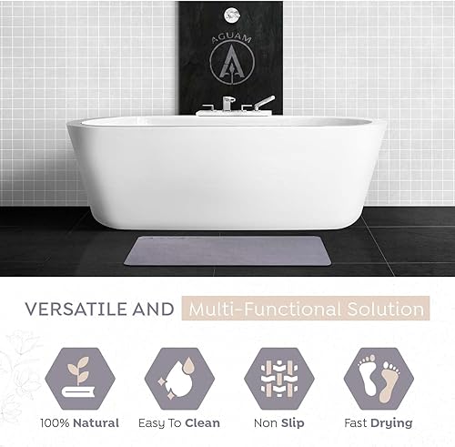 Miniatura 7 de Tapete de baño antideslizante de tierra de diatomeas de 23 x 15 pulgadas, tapete grande súper absorbente de secado rápido para cocina, tapete