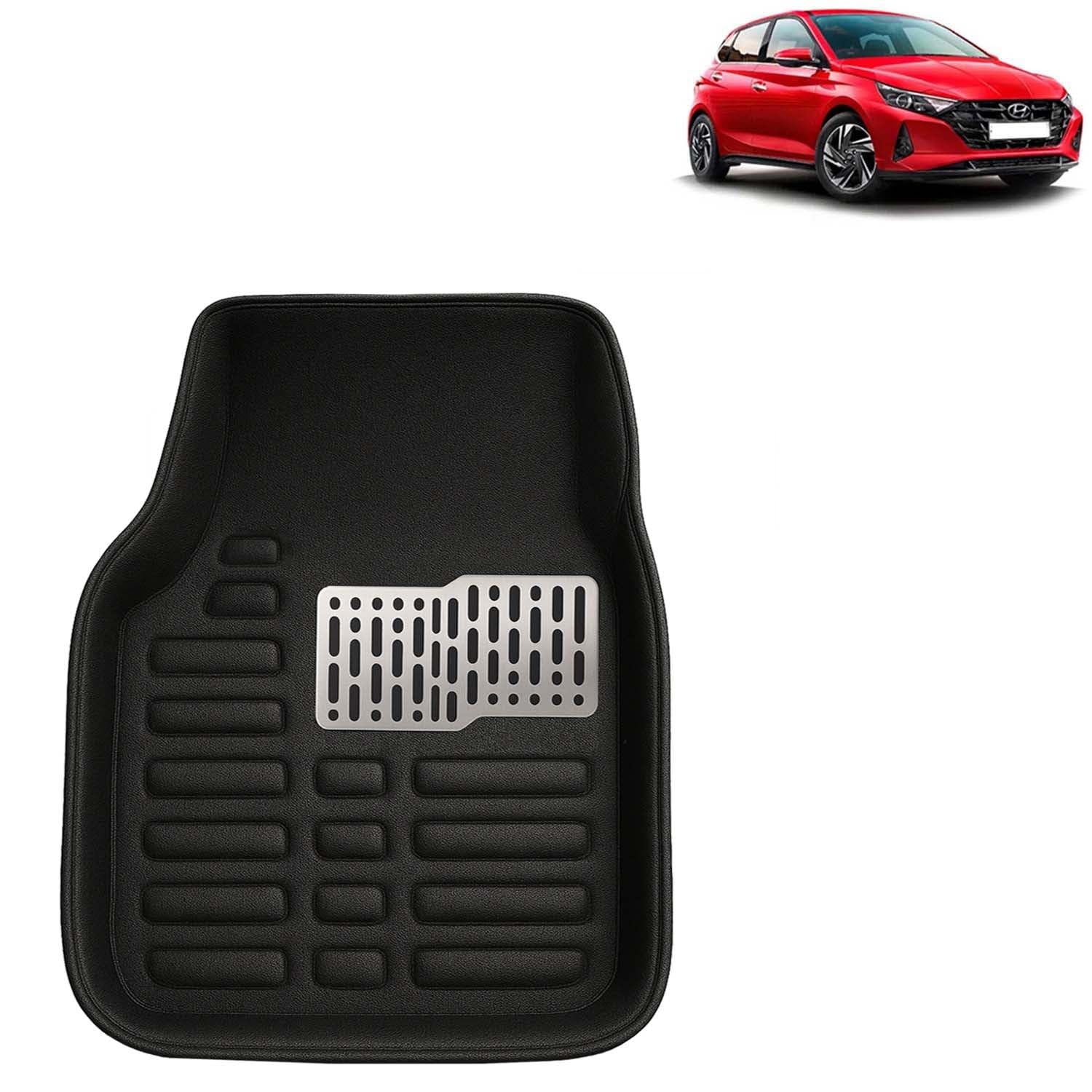 Kingsway Accessories Premium 4D Car Floor Mats Only Compatible with Hyundai I20 Year 2020 Onwards All Model, Set of 3 Pcs, 100% Waterproof Tray Shape PVC 4D Car Foot Mats, Black
