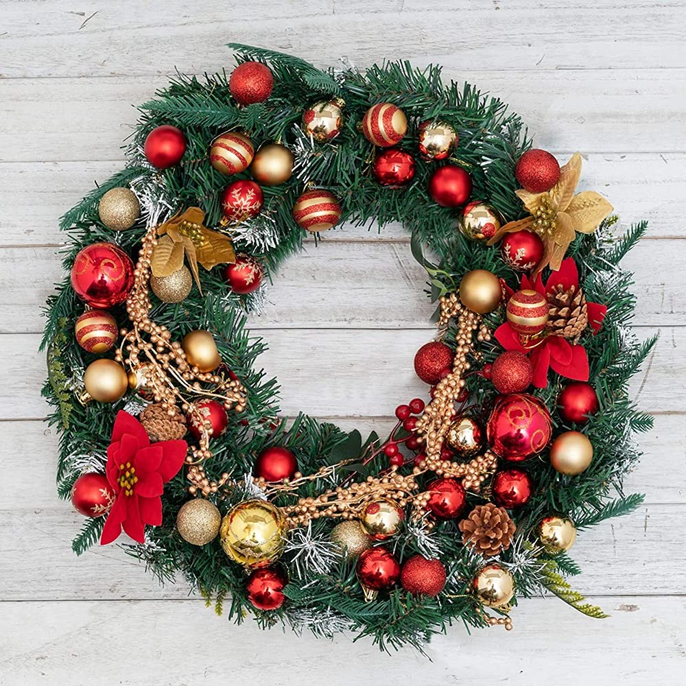 44 Boules De Noël Géantes Incassables – Vert, Rouge, Doré, Pour Sapin, Couronne, Décoration Fête