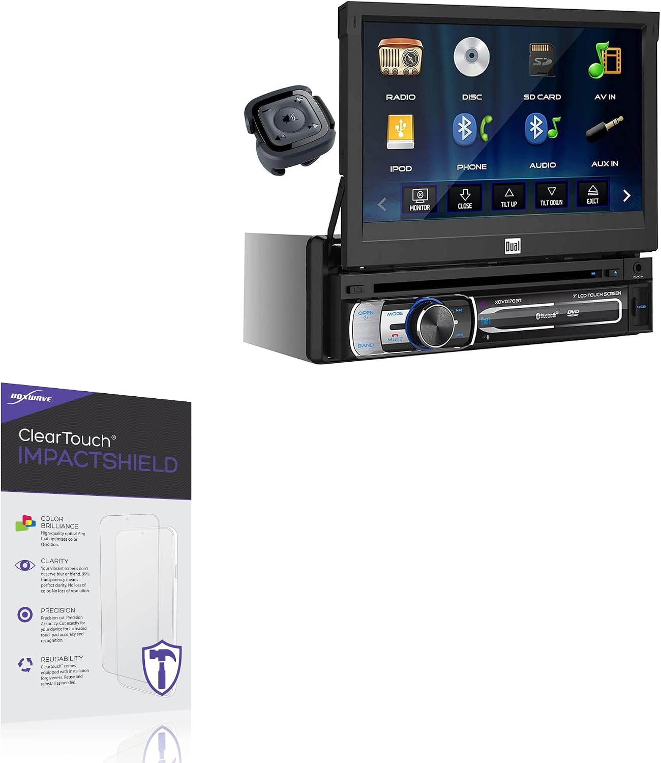 BoxWave Screen Protector Compatible With Dual Electronics XDVD176BT - ClearTouch ImpactShield (2-Pack), Impenetrable Screen Protector Flexible Film
