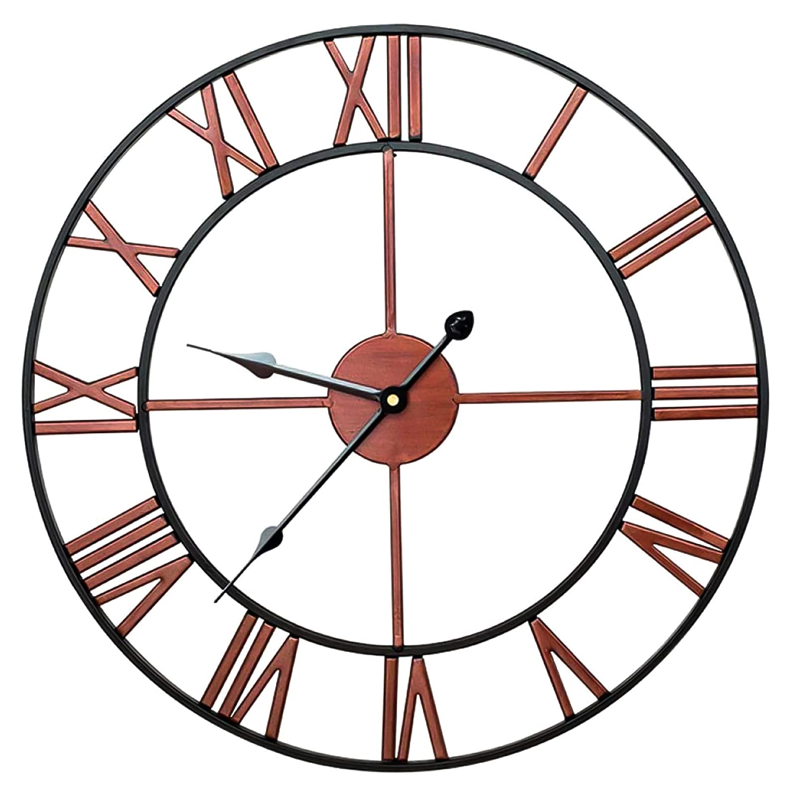 Crystals Open Face Large Outdoor Garden Wall Clock, Giant Big Roman Numerals - 60CM (Copper)