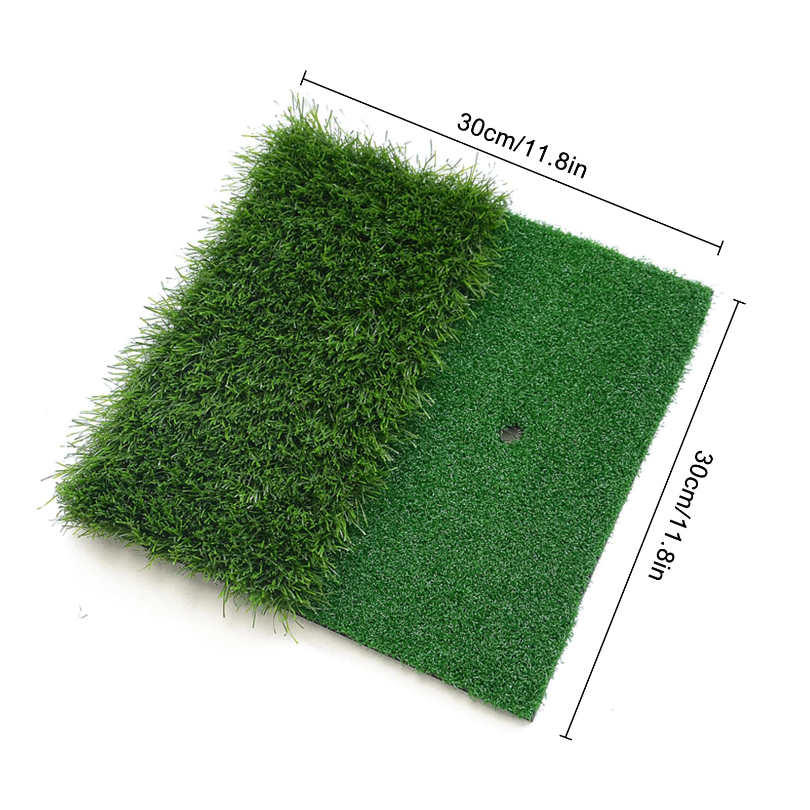 Esterilla de golf de 30 x 30 cm, alfombrilla de golf para interior y exterior, portátil, incluye para entrenamiento de putting (hierba larga y corta)