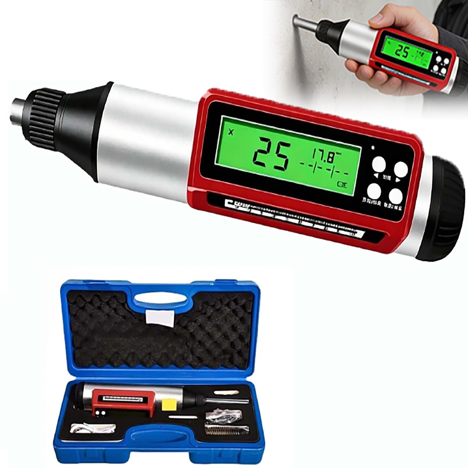 Resilímetro Digital De Hormigón De Alta Precisión, Probador De Rebote, Martillo De Prueba De 10-60 Mpa Con Almacenamiento Automático De Datos, Almacenamiento De Más De 1000 Datos, Carga Usb