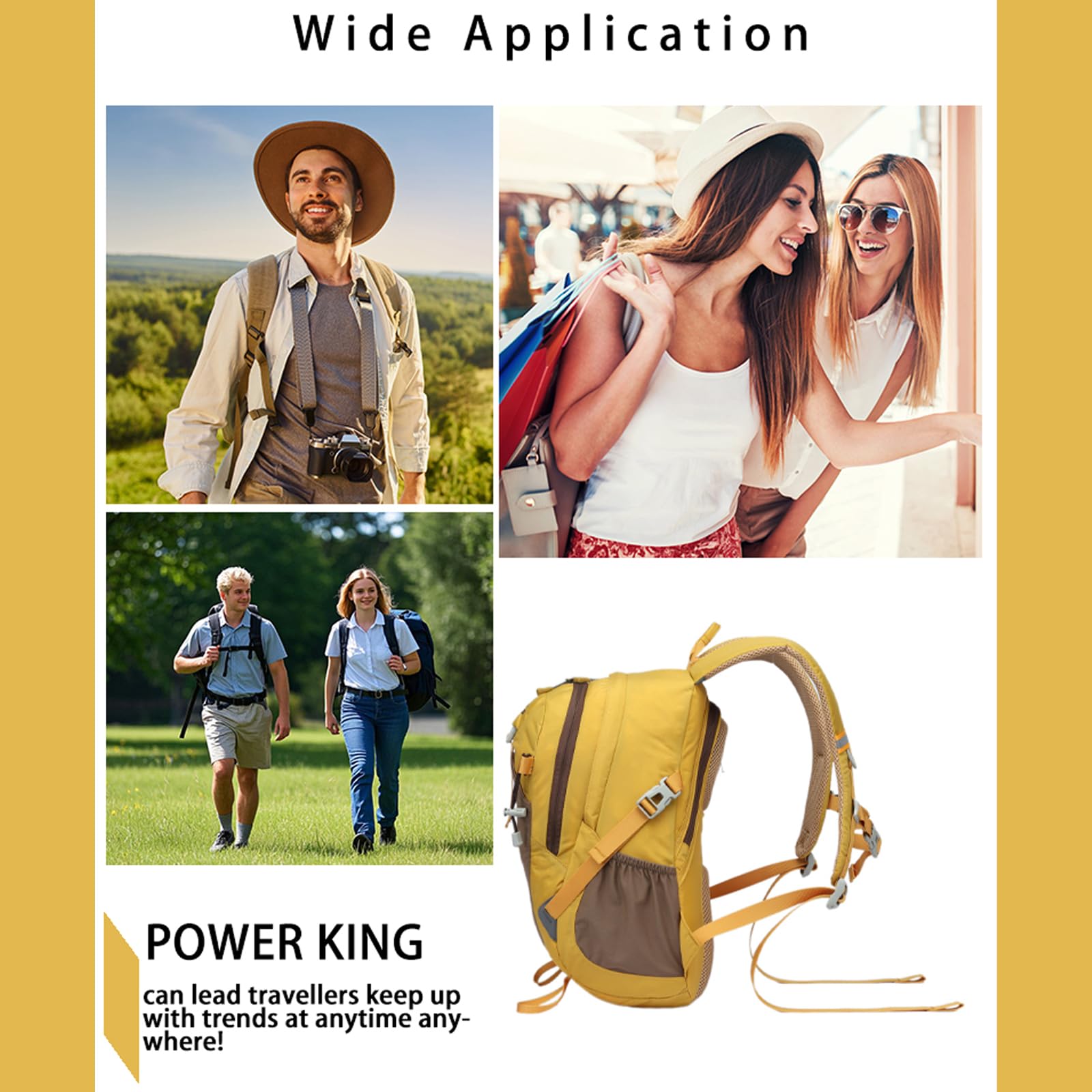 POWER KING Hiking Backpack 30L Foldable Travel Rucksack for Women Men Small Lightweight Packable Outdoor Daypack, Fit for 15.6 inch Laptop