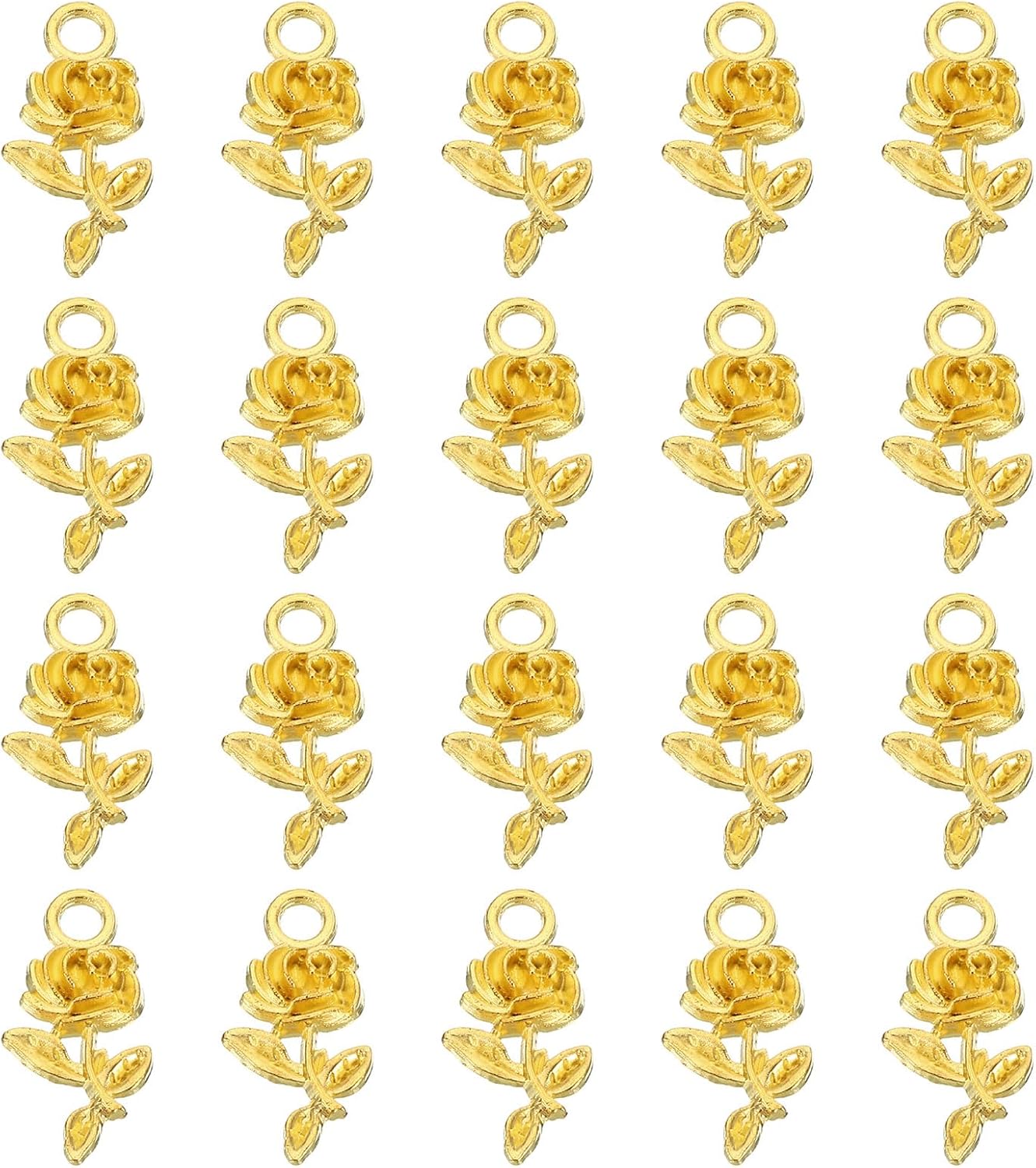 PATIKIL 100pcs Rose Charm Mini Rose Flower Pendant Charm Bulk Vintage Metal DIY for Jewelry Making Bracelet Earring Necklace