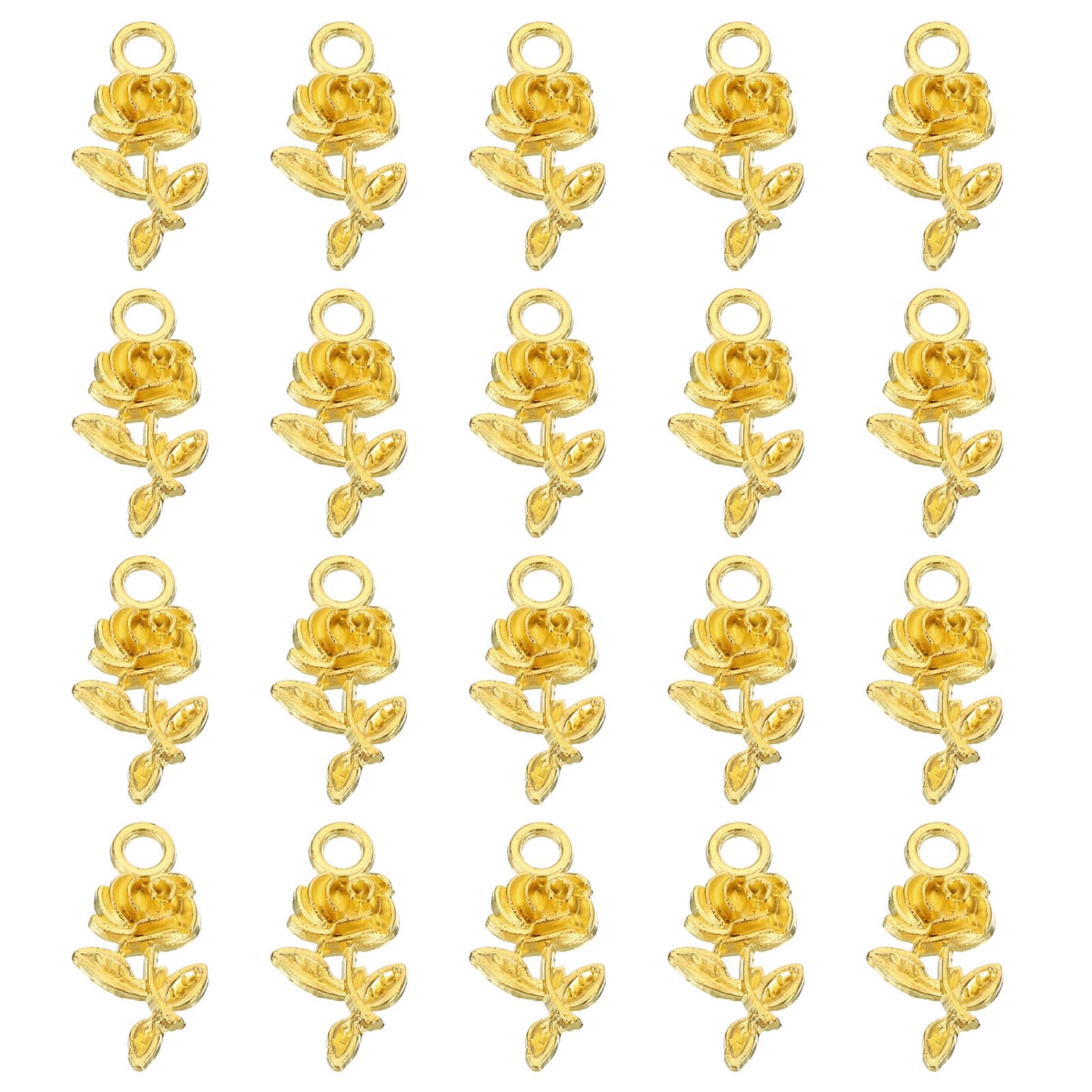 PATIKIL 100pcs Rose Charm Mini Rose Flower Pendant Charm Bulk Vintage Metal DIY for Jewelry Making Bracelet Earring Necklace