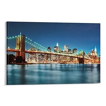 Amazon.co.jp: ブルックリン橋 夜景 風景 アートワーク 月 夜