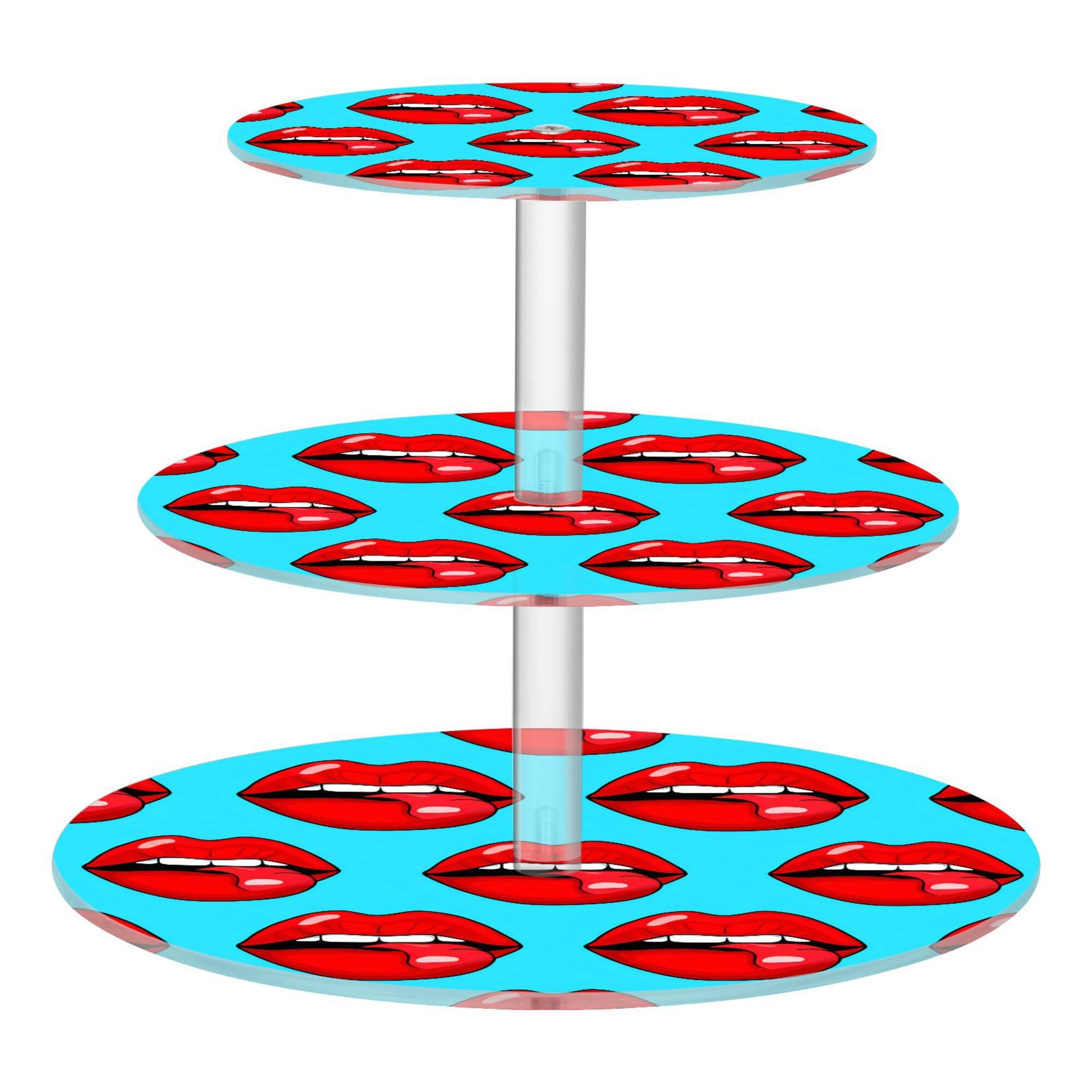 PYBUG Red Lips 3 Tier Acrylic Cupcake Stands Tower,Dessert Table Display Set for Tea Party,Wedding,Birthday, Baby Shower