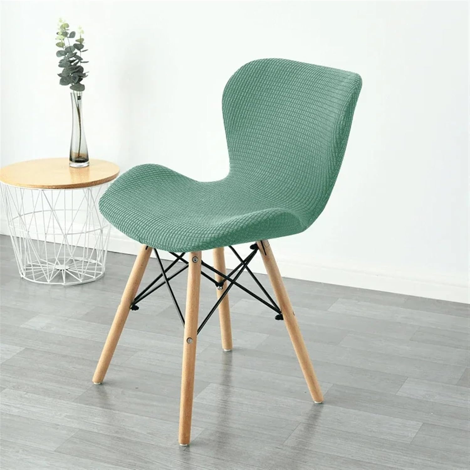 Set of 4 Stretch Bar Stool Chair Covers Kitchen Swivel Stools Slipcovers Curved Short Back Chair Covers Chair Protector Covers for Counter Bar Office Pub Kitchen Hotel(Green)